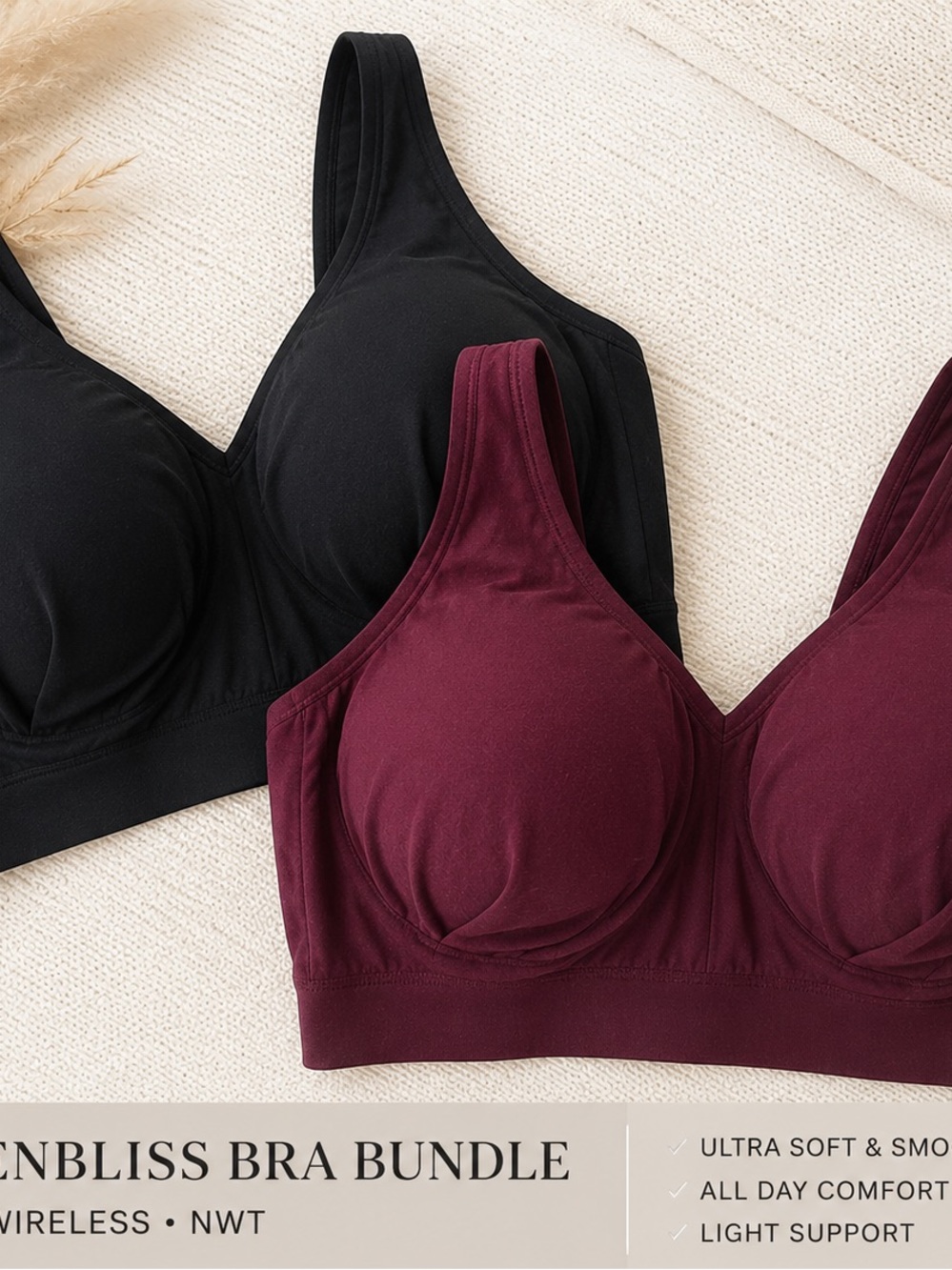 Soma Bliss Wireless Sculpting Bra — Plum Wine/Black